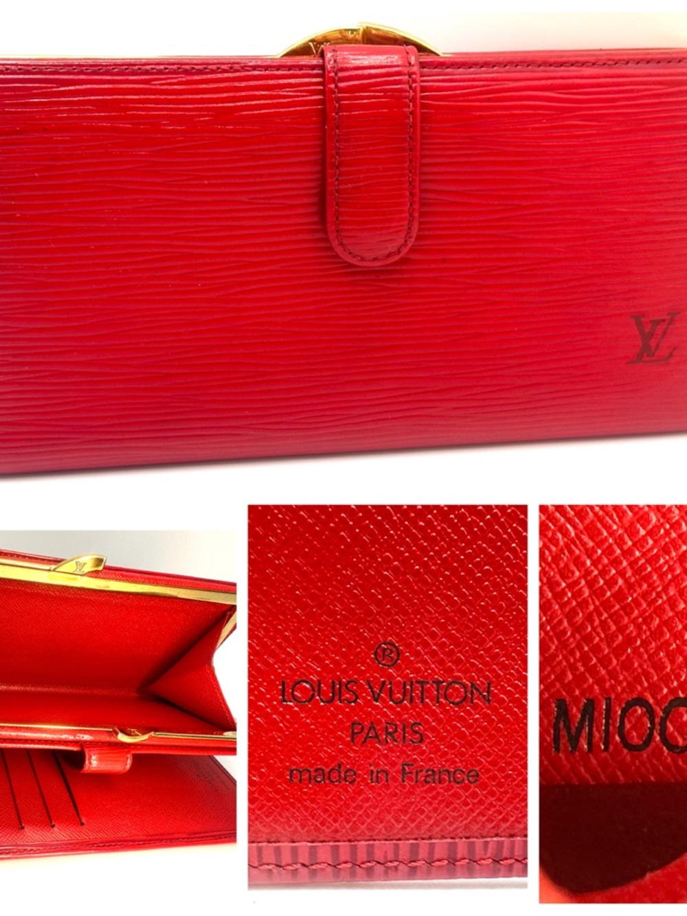 Louis Vuitton Red Epi Leather Continental Wallet authentic very good condition